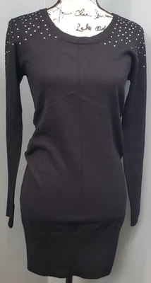 Vestido Suéter BISOU BISOU Mujer Mediano Negro Tejido Cuentas Manga Larga Elastizado Foto 1 de 4