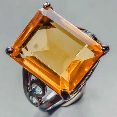 Jewellery 14 ct+ Natural Citrine Quartz Ring 925 Sterling Silver Size 8 /R439375 - Image 1 of 4