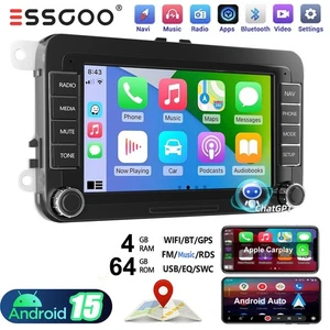 For VW GOLF MK5 MK6 Carplay Car Stereo Radio Android 15 GPS WiFi Head Unit 64GB - Picture 1 of 17