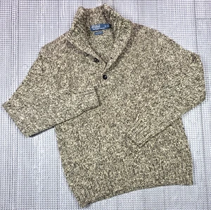 De Colección Polo Ralph Lauren Para Hombres L Chal Tejido Oliva Mármol Suéter Botón Pescadores - Imagen 1 de 16