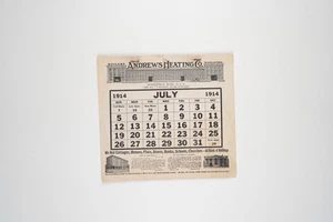 1914 Advertising Calendar by Andrews Heating Co. 1914 Edition - Imagen 1 de 4