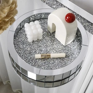 Bandeja Espejada Diamante Triturado Brillante Plata Perfume Joyería Organizador Dormitorio - Imagen 1 de 20