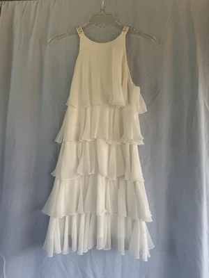 BCBG maxazria Women’s White Dressy Ruffle Beaded Dress Size XXS - Image 1 of 3