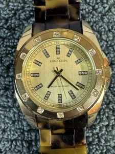 Anne Klein Watch Women's Gold Tone Brown Tortoise Shell Band 38MM 10/9178 - Picture 1 of 7