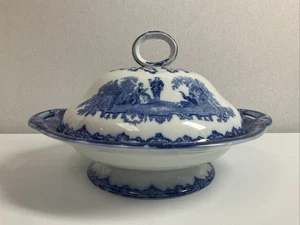 Doulton Watteau Blue & White Floware Victorian Serving Dish With Lid - Picture 1 of 10