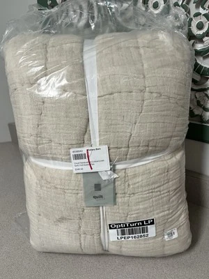 Pottery Barn Cozy Cloud Handcrafted FULL / QUEEN Quilt Cotton Linen Flax NWT - Image 1 of 4