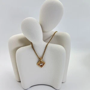 Nina Ricci Vintage Gold-Plated Necklace with Logo Pendant, Elegant Rope Chain - Picture 1 of 5