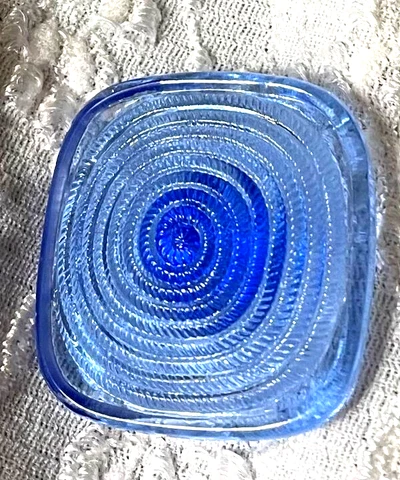 WOW.  Blue Square Vintage Glass Button Cover