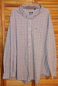 IZOD MEN SHIRT 4XL PLAID RED BLUE WHITE LONG SLEEVES BUTTON FRONT LOGO ON POCKET - Picture 1 of 5