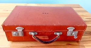 Lovely Little Vintage Leather Suitcase with Key - Picture 1 of 12