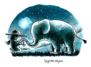Separating with a Kiss art children’s illustration original signed elephant - Picture 1 of 1