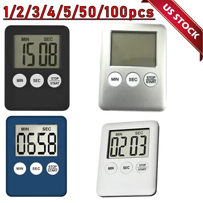 LCD Digital Kitchen Cooking Timer Count-Down Up Clock Loud Alarm Magnetic Lot - Image 1 of 4