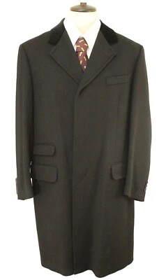 VINTAGE DAKS SIGNATURE BLACK VELVET COLLARED 40" MENS OVERCOAT - Image 1 of 4