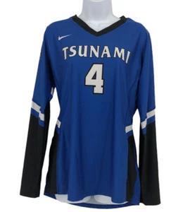 Nike Blue White Compression Volleyball Jersey Long Sleeve Blokecore Women's Sz L - Picture 1 of 8