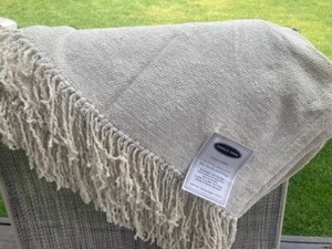 KOHLS Handloomed Fringe Chenille Throw Natural Ivory NEW - Picture 1 of 1