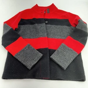 Karl Lagerfeld Paris Black Red Wool Blend Women's Snap Button Up Jacket Size XS - Picture 1 of 5