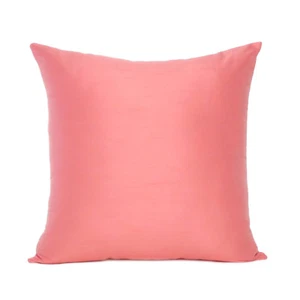 Cover Solid Color Sofa Pillow Case Cushion Square Home Decor Soft Pink 18x18 New - Picture 1 of 8
