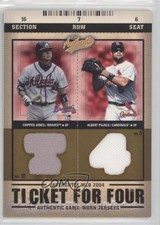 2004 Fleer Authentix Ticket for Four Chipper Jones Albert Pujols Sammy Sosa HOF