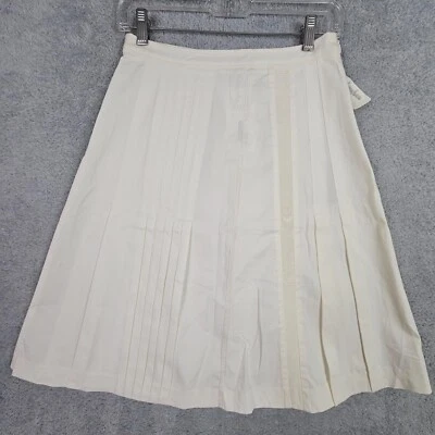 NWT Piazza Sempione Skirt 40 6 White A Line Pleated Italy Cotton Elastane Zipper - Image 1 of 4