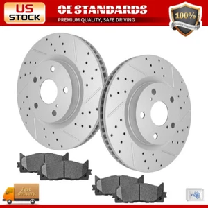 Front Disc Drilled Rotors Ceramic Brake Pads for Toyota Camry Avalon Lexus ES350 - Picture 1 of 9