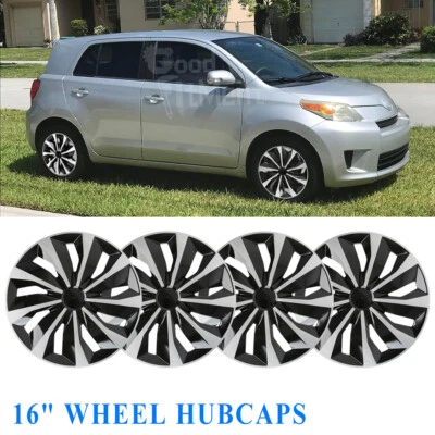 4X 16" Wheel Hubcaps Set R16 Steel Rims Cover Snap-On Silver Black For Scion XD - Image 1 of 4