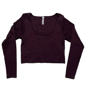 Neu ohne Etikett Athleta Aurora nahtloses bauchfreies Oberteil Damen Large pflaume geripptes Langarmshirt - Bild 1 von 6