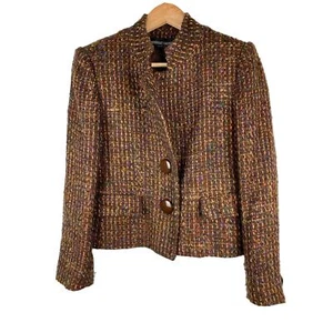 Vintage Herbert Grossman Women's Size 6 Brown Gold Metallic Tweed Blazer - Picture 1 of 8