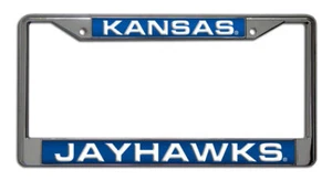 Kansas Jayhawks License Plate Frame Laser Cut Chrome - Picture 1 of 1