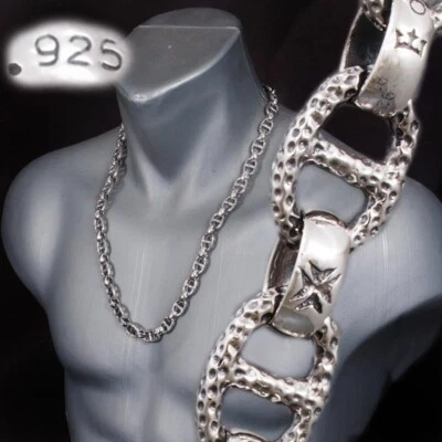 117g 26" 66cm bordillo eslabones calavera corona plata esterlina 925 hombre collar cadena Foto 1 de 4