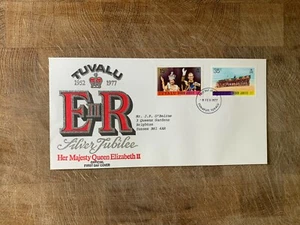 TUVALU 1977 FDC QUEEN ELIZABETH 2 SILVER JUBILEE ROYALTY PRINCE PHILIP - Picture 1 of 1