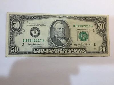  $50 Dollar old Bill GRANT note 1993 B87942217A Original great condition - Image 1 of 3