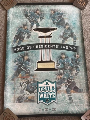 San Jose Sharks 2009 NHL Hockey Presidents Trophy Thornton Pavelski Team Poster - Image 1 of 4