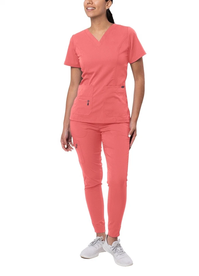 Adar Pro безупречный плюс скраб набор женщин приподнятый v-образным вырезом Топ и бегун скраб брюки - Изображение 1 из 4