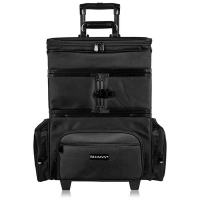 SHANY Large Travel Makeup Trolley Storage Case with Multi Compartments - BLACK - Image 1 of 4