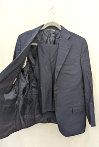 Canali Suit Mens UK 38 Blue 100% Wool Jacket Trousers W34 L29 Travel 2 Piece - Picture 1 of 20