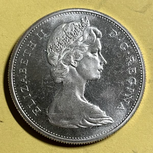 1965 CANADIAN Dollar  $1   .80 SILVER, Elizabeth II, Large Bead, Blunt 5 EF/XF - Picture 1 of 4