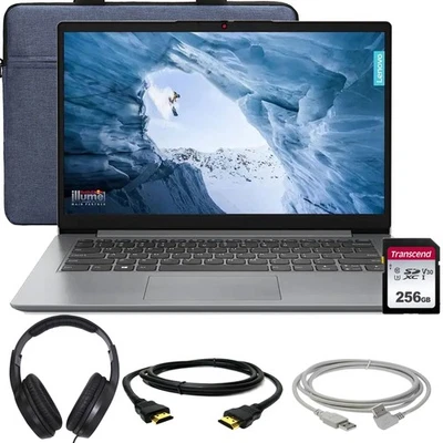 Lenovo Ideapad 1 14" Laptop 4GB Memory, 128GB eMMC (Cloud Gray) Accessory Bundle - Image 1 of 4