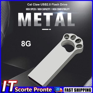 USB 2.0 Pendrive Metal Cat Paw USB Flash Drive with Keychain Hole (8GB) Hot - Afbeelding 1 van 12
