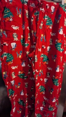 Pantalones de pijama antiguos de franela azul marino con estampado de mascotas talla XXXL salón algodón perro gato... Foto 1 de 3