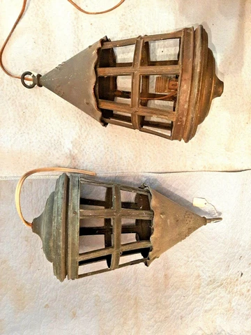 Pair  LG Antique Craftsman, Bungalow, Gothic Copper Lantern Exterior Light Lamps Cover