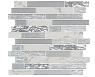 MSI Whistler Ice Interlocking 8mm Glass Mesh-Mounted Mosaic Til 9.7 Sq Ft Case - Image 1 of 4