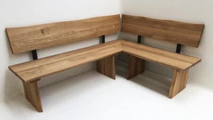 Baumbank Oviedo 200/150 cm Wildeiche, Rücken mit Baumkante, Holzkufen - Bild 1 von 5