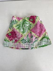Lilly Pulitzer VGUC Girl’s Jubilee Green Pink & White Animal Print Skirt 4 - Picture 1 of 6