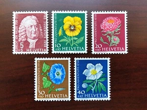 Switzerland 1958 Scott #B277-B281 Famous People & Flowers Mint LH - Picture 1 of 3