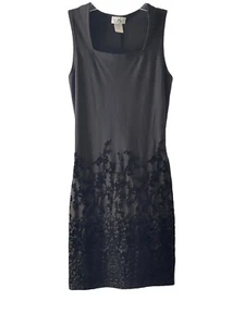 Vtg Y2K  Sleeveless Lycra Nylon Bodycon Fitted Stretch Mini Black Dress Grunge S - Picture 1 of 9
