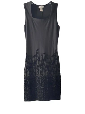 Vtg Y2K  Sleeveless Lycra Nylon Bodycon Fitted Stretch Mini Black Dress Grunge S — 第 1/4 张图片