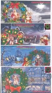 JVC CACHETS - 2019 CHRISTMAS WREATHS FDC L.E. OF ONLY 15! SECULAR SET OF 4 - Picture 1 of 5