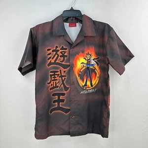 Vintage Yu-Gi-Oh! Shirt Kids L Gray Orange Yugi Mutou Button Up Short Sleeve Y2K - Picture 1 of 8