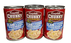 Campbell's Chunky Clam & Corn Chowder Flavored with Bacon Soup 18.8 oz (3 Pack) - Picture 1 of 1