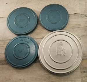 Posten 4 Vintage Filmrollenkanister 2 Rollen Film Metallbehälter Schwerlast - Bild 1 von 11